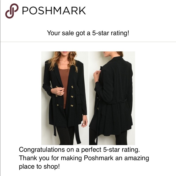 BLACK BELTED & BUTTON CLOSURE JACKET - Picture 3 of 8